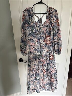 Moon River Multicolor Floral Maxi Dress - Blue, Pink, Green